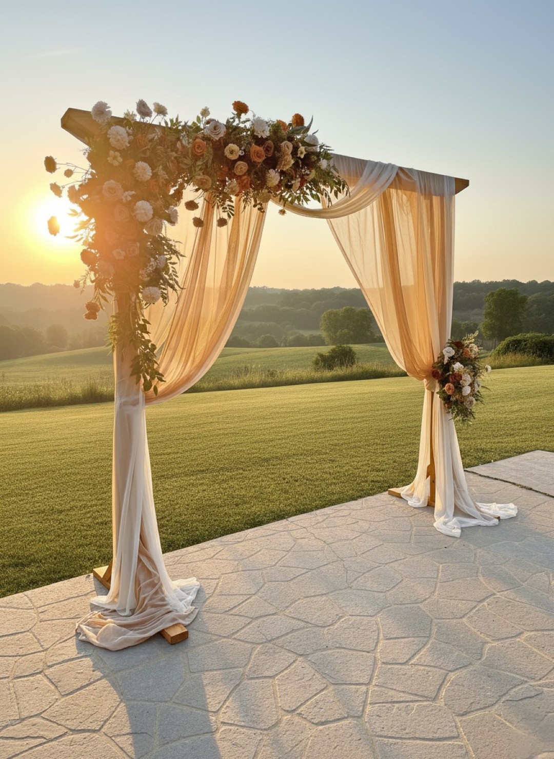 Earth tone wedding flower and décor rental for outdoor and rustic venues in North Carolina