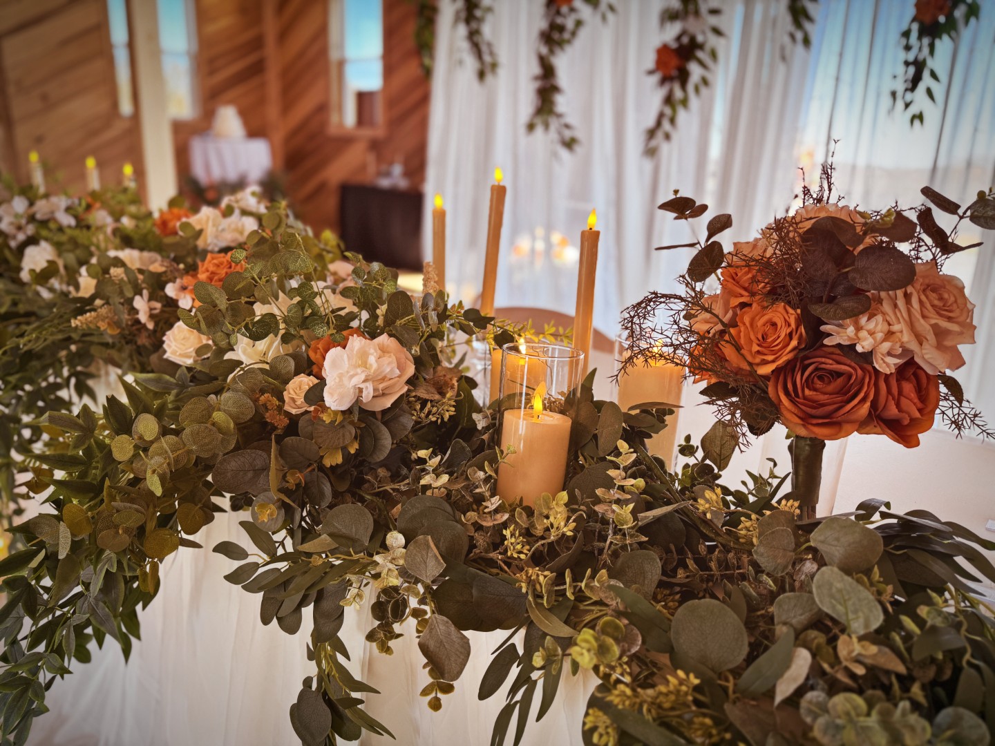 Sunset-Serenade-Sweetheart-Table-2 Complete wedding décor and flower rental set available in Hickory and surrounding NC cities