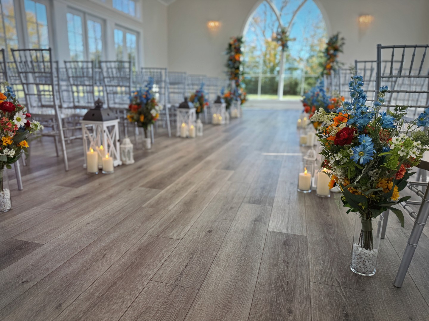 WR-Aisle-1 Wildflower wedding florals and decor rental set in Hickory NC