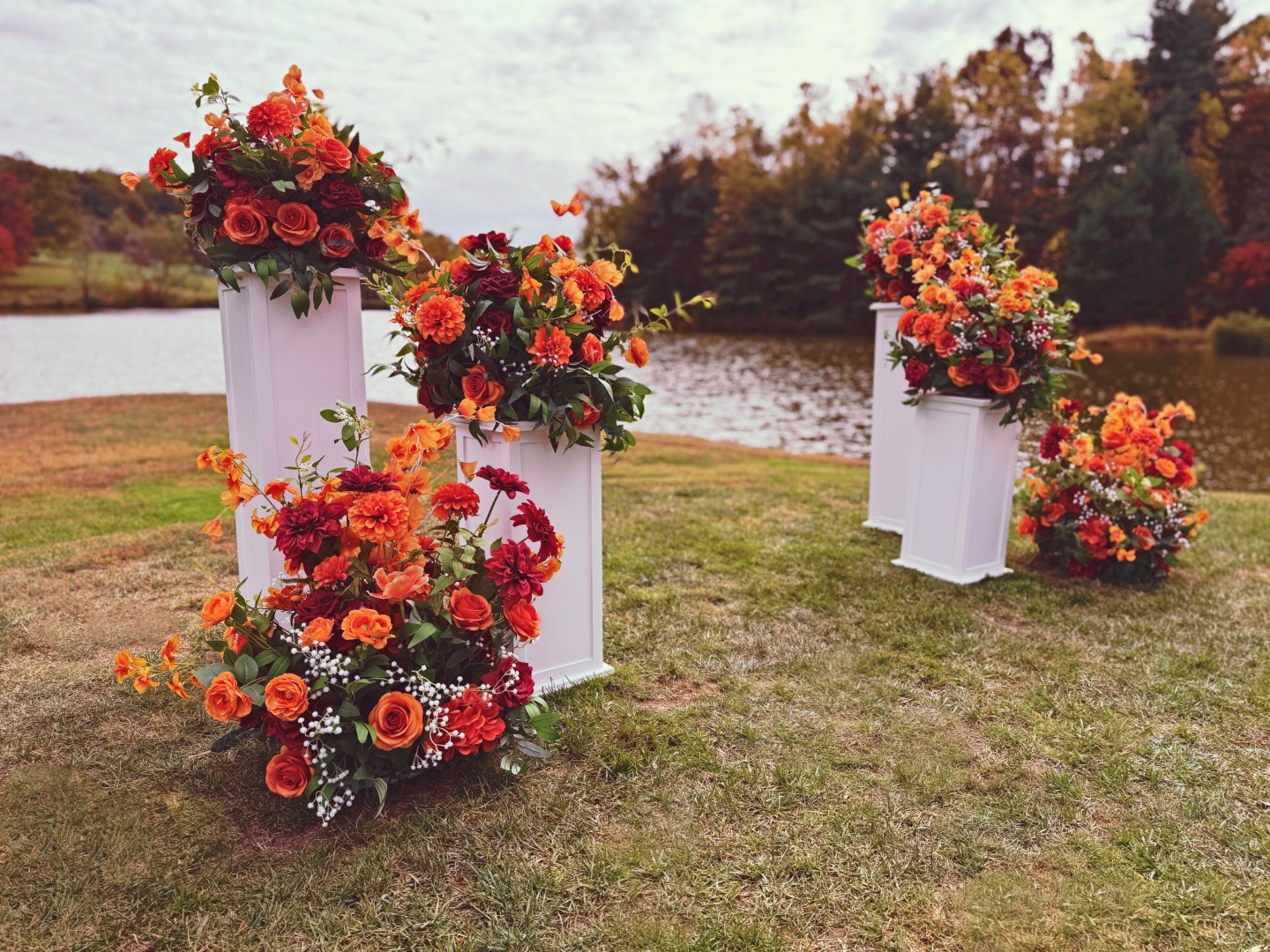 PD-3 vibrant orange wedding flowers decor rental