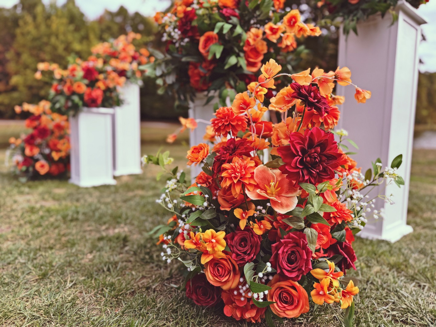 PD-4 deep red wedding floral decorations Hickory NC